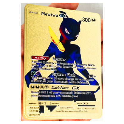 Pokemon 27 Styles New Mewtwo GX MEGA Gold Metal Card Super Game Collection Anime Cards Toys for Children Christmas Gift