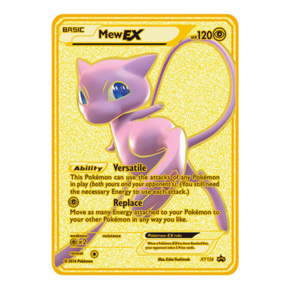 Pokemon 27 Styles New Mewtwo GX MEGA Gold Metal Card Super Game Collection Anime Cards Toys for Children Christmas Gift