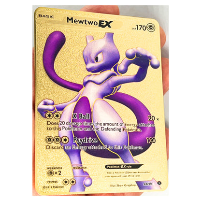 Pokemon 27 Styles New Mewtwo GX MEGA Gold Metal Card Super Game Collection Anime Cards Toys for Children Christmas Gift